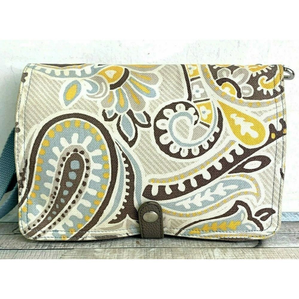 THIRTY-ONE BLUE COLORFUL PAISLEY COTTON FLAP X-BODY SHOULDER BAG HANDBAG PURSE